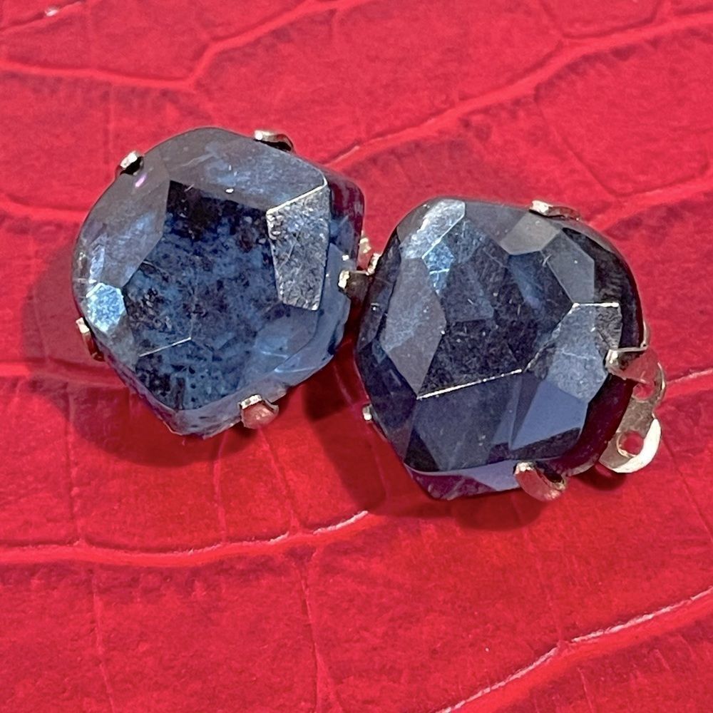 Navy stone Clip on Earrings